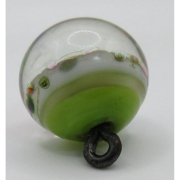 Vintage Murano Glass Button Lampwork Millefiori Shank Aventurine Pink Green - Picture 3 of 6